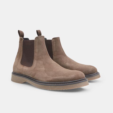 Botines de hombre en ante, Taupe Botines de hombre en ante, Taupe